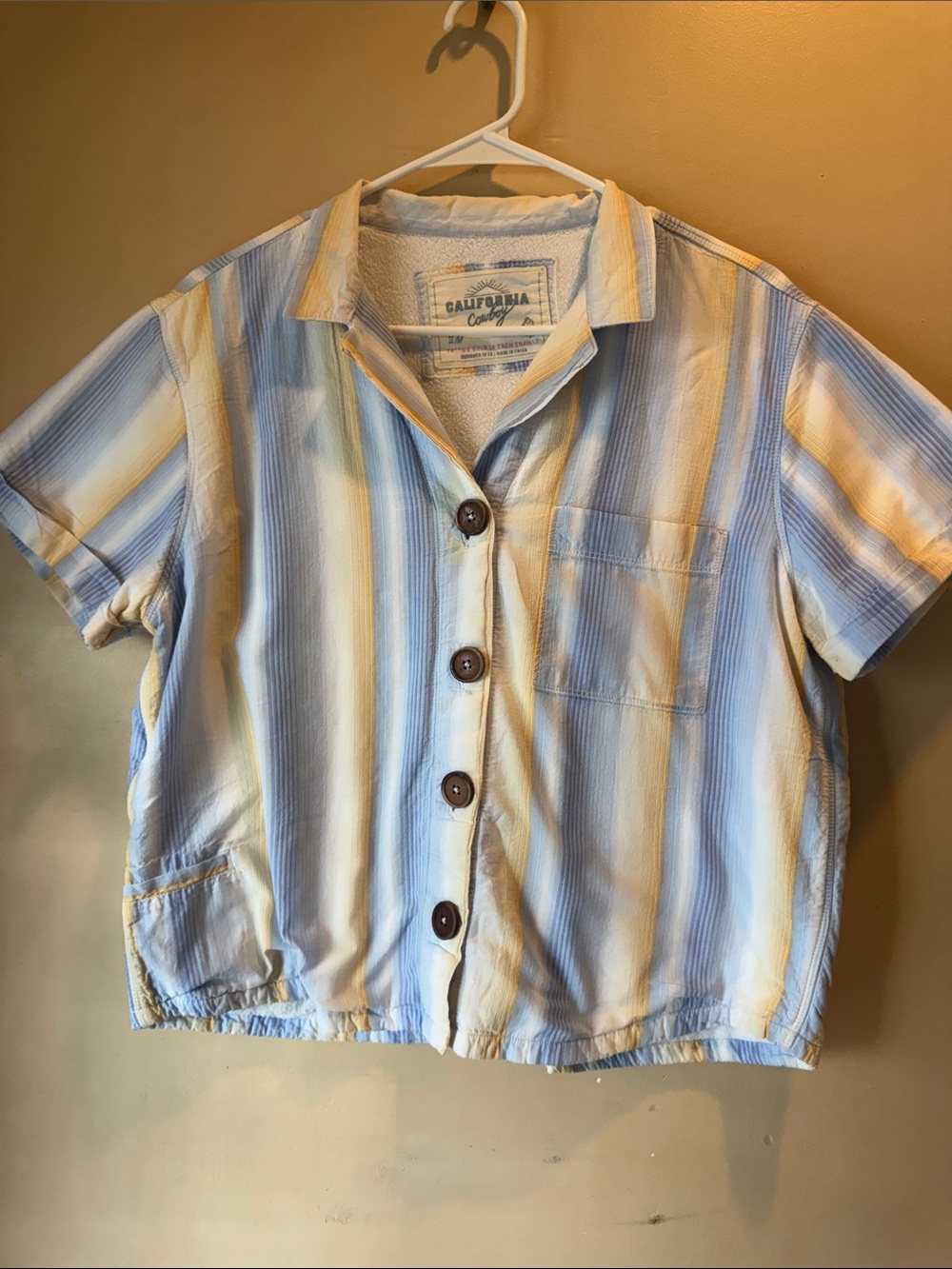 California Cowboy Women's Short-Sleeve Button-Down Shirt - Blue & White Stripe